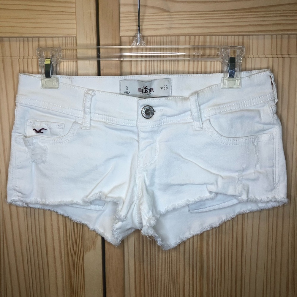 Hollister White Distressed Shorts
